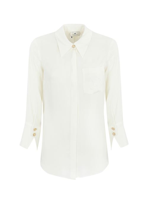 Camicia in georgette avorio con ricamo logo Elisabetta Franchi | CA09146E2360